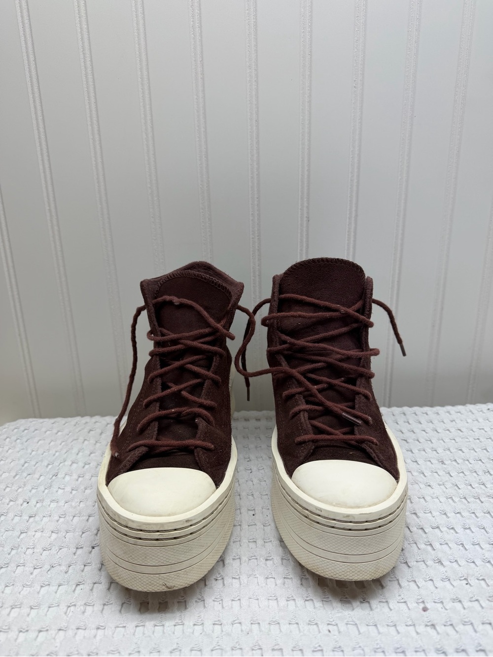 Converse Women's High-Top Platform Sneakers in Dark Brown and White